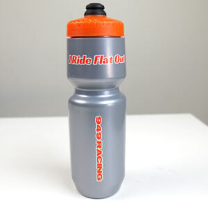 Gray and orange 949 Racing sports water bottle