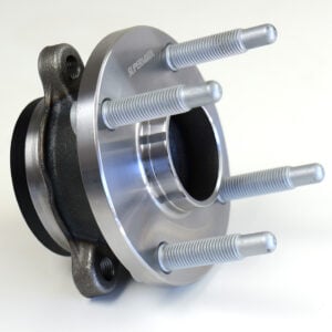Automotive wheel hub assembly with metal studs