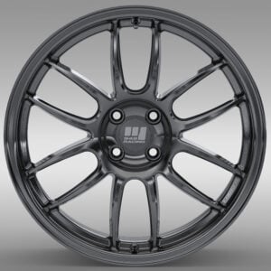 Glossy black multi-spoke racing car wheel rim